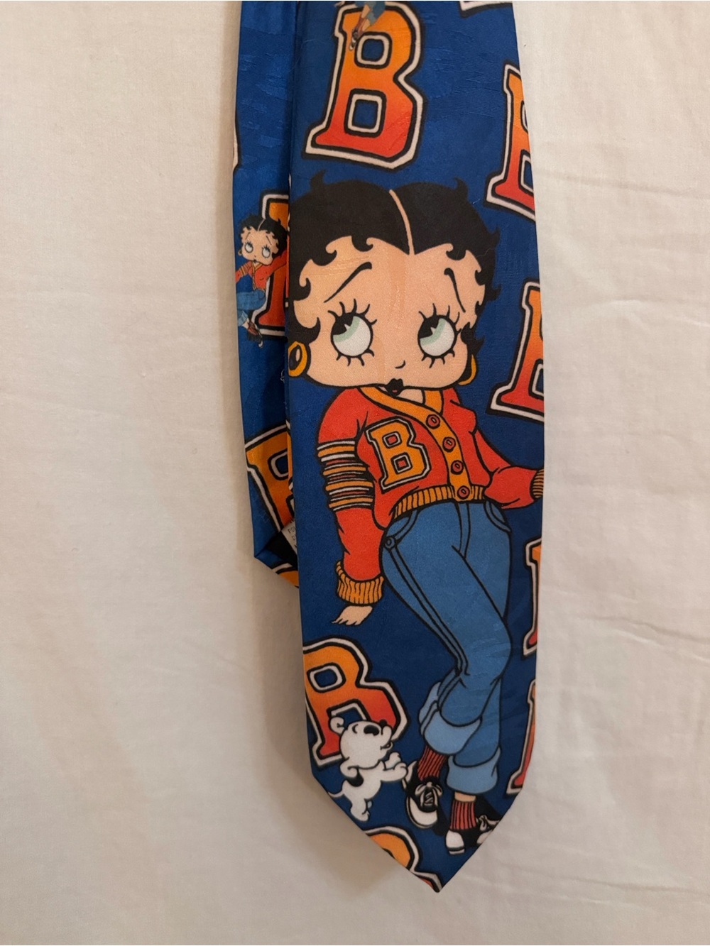 Betty Boop Varsity Sweater Necktie 1993 Ralph Marlin Blue
